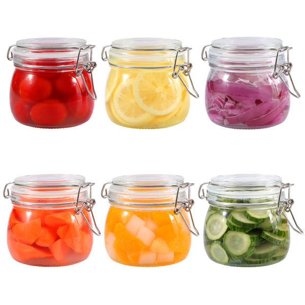 Honmtp airtight glass jars, Food storage containers with airtight lid, Sealing wire clamping fastener, Seal proof jar for fermenting kitchen canned grains, sugar, pickle, beans, spices, coffee, Seasoning organizer, Wide mouth Mason jars