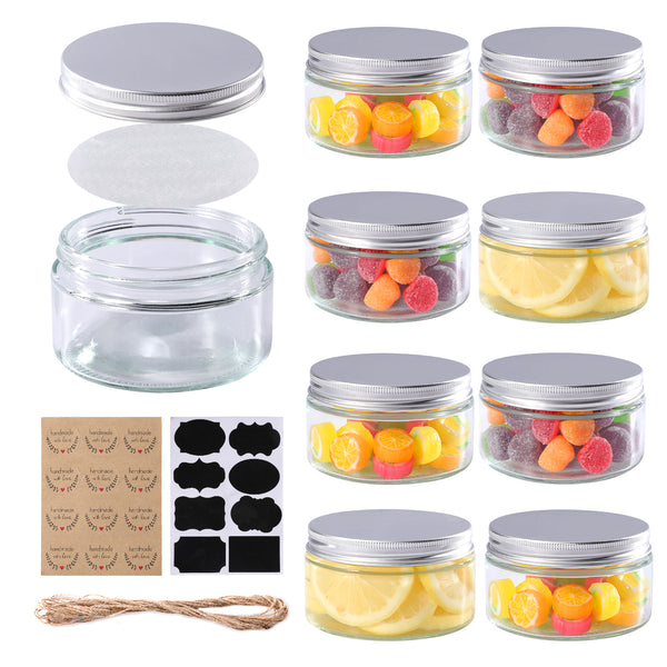 Honmtp Mini Mason Jar, Plain Mouth canning Jar with Lid, Gasket, and Label,  small glass jar for jelly, jam, dessert, spices, honey, fruit, seasoning, pickles, candles, shower supplies, DIY party/wedding/holiday gifts Or Decor